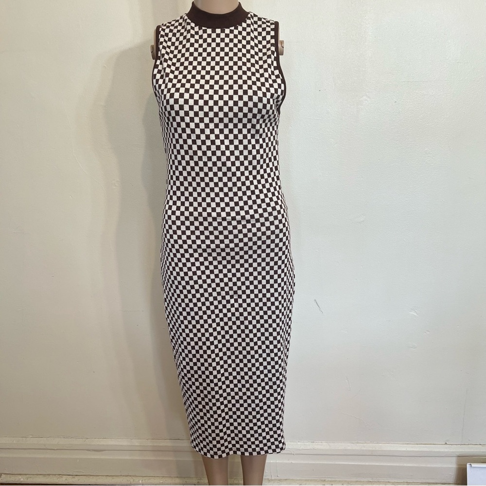 Zara brown checkered sleeveless dress